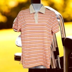 CALLAWAY Golf womens stripe SS polo shirt top sz M